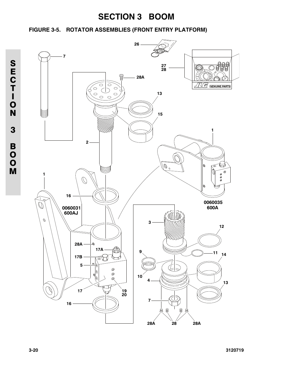 Rotator assemblies (front entry platform) -20 | JLG 600A_AJ Parts Manual User Manual | Page 182 / 396