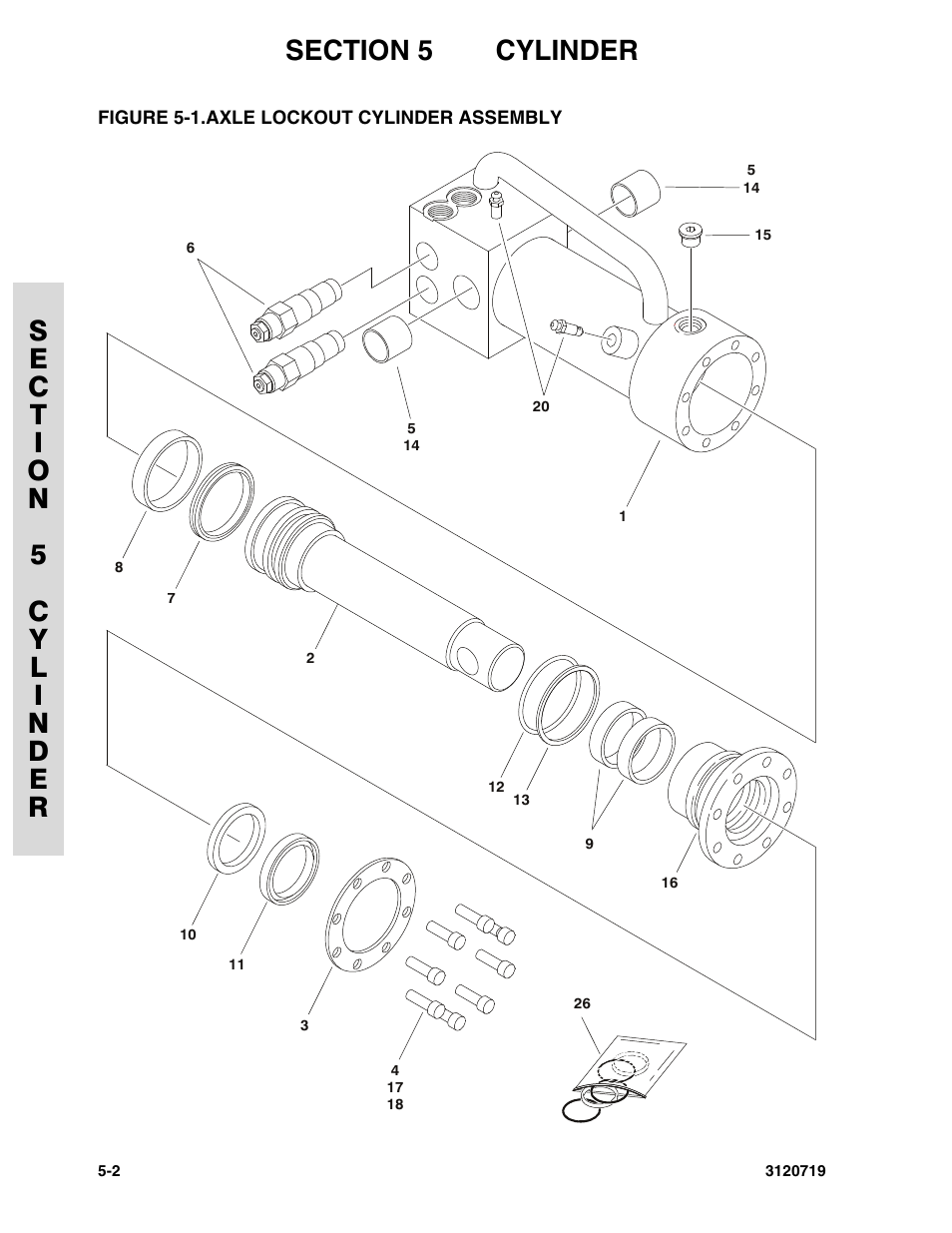 Figure 5-1. axle lockout cylinder assembly, Axle lockout cylinder assembly -2 | JLG 600A_AJ Parts Manual User Manual | Page 240 / 396