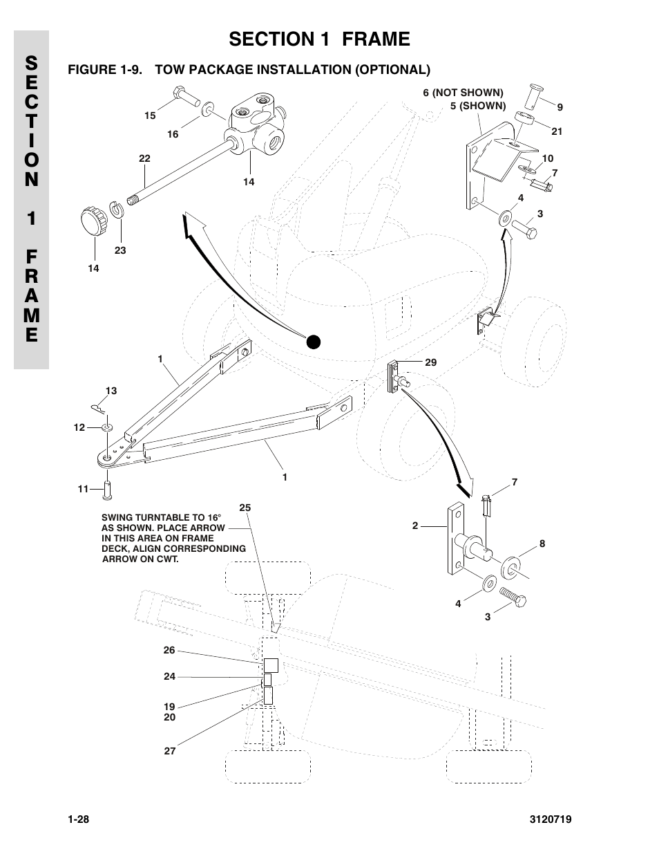 Figure 1-9. tow package installation (optional), Tow package installation (optional) -28 | JLG 600A_AJ Parts Manual User Manual | Page 36 / 396