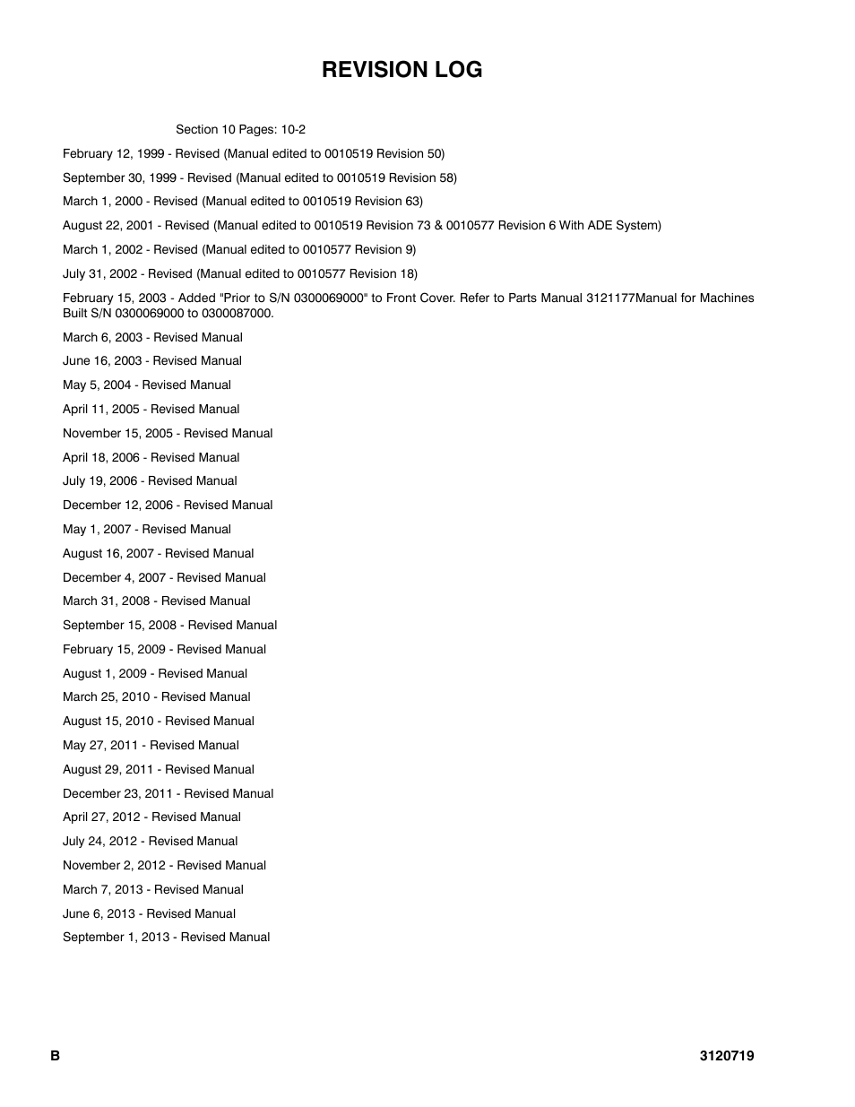 Revision log | JLG 600A_AJ Parts Manual User Manual | Page 4 / 396