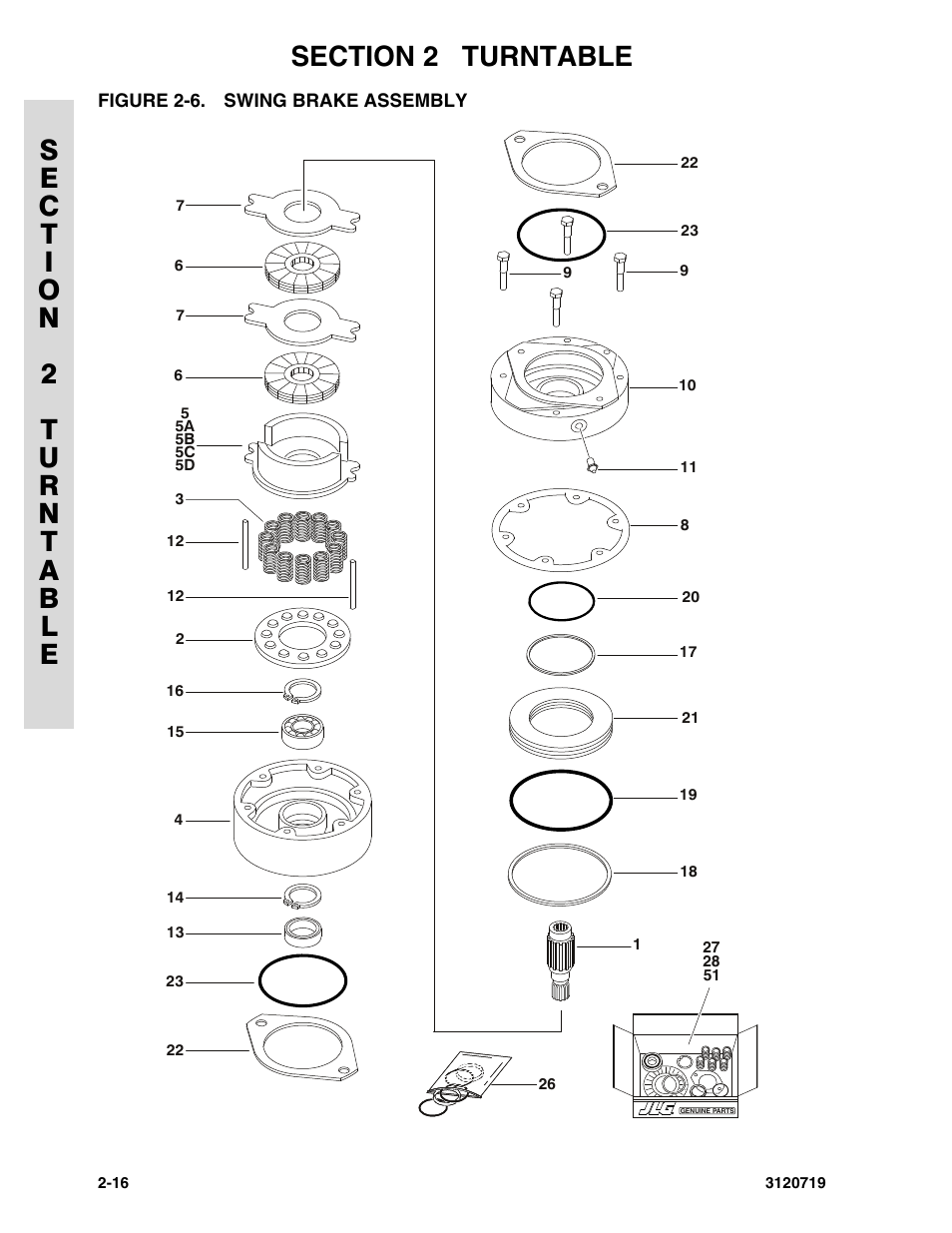 Figure 2-6. swing brake assembly, Swing brake assembly -16 | JLG 600A_AJ Parts Manual User Manual | Page 54 / 396