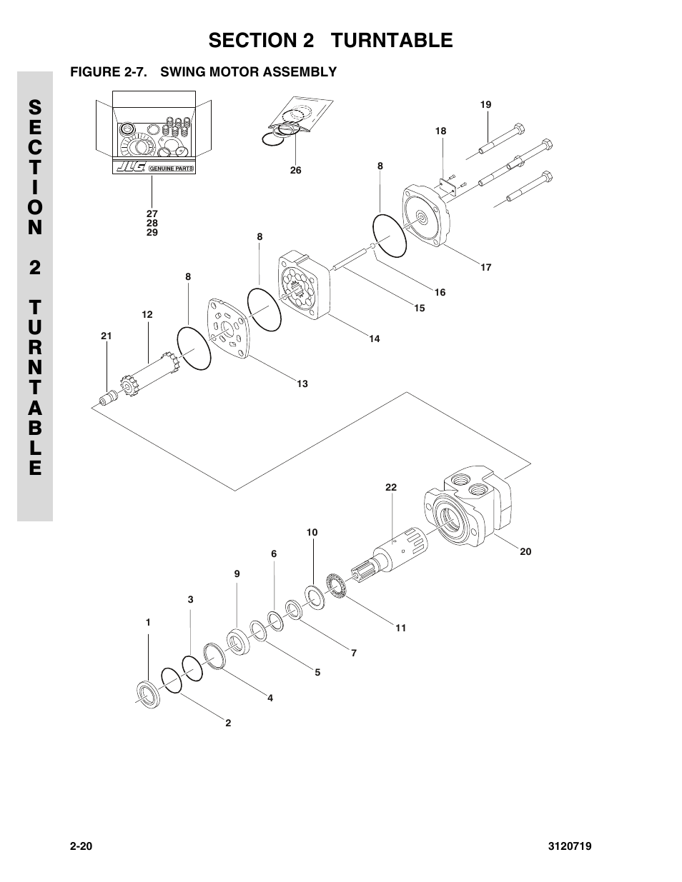 Figure 2-7. swing motor assembly, Swing motor assembly -20 | JLG 600A_AJ Parts Manual User Manual | Page 58 / 396