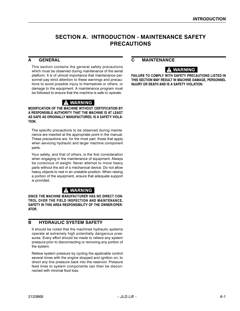 JLG 450AJ Service Manual User Manual | Page 3 / 116