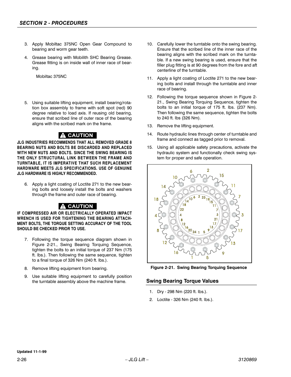 Swing bearing torque values | JLG 450AJ Service Manual User Manual | Page 42 / 116