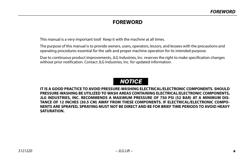 Foreword | JLG M4069 Operator Manual User Manual | Page 3 / 84