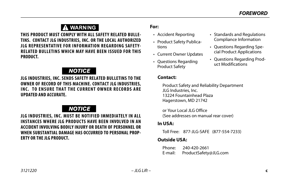 JLG M4069 Operator Manual User Manual | Page 5 / 84