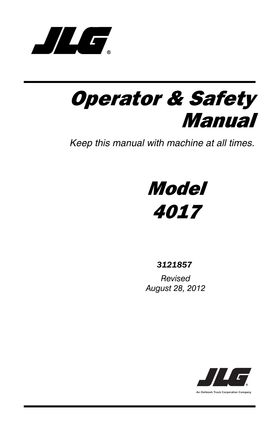 JLG 4017 Operator Manual User Manual | 120 pages