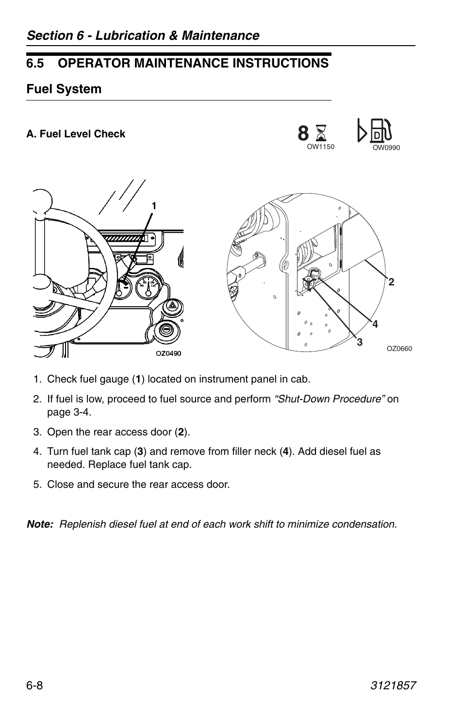 5 operator maintenance instructions, Fuel system, 5 operator maintenance instructions -8 | Fuel system -8, 5 operator maintenance instructions fuel system | JLG 4017 Operator Manual User Manual | Page 100 / 120