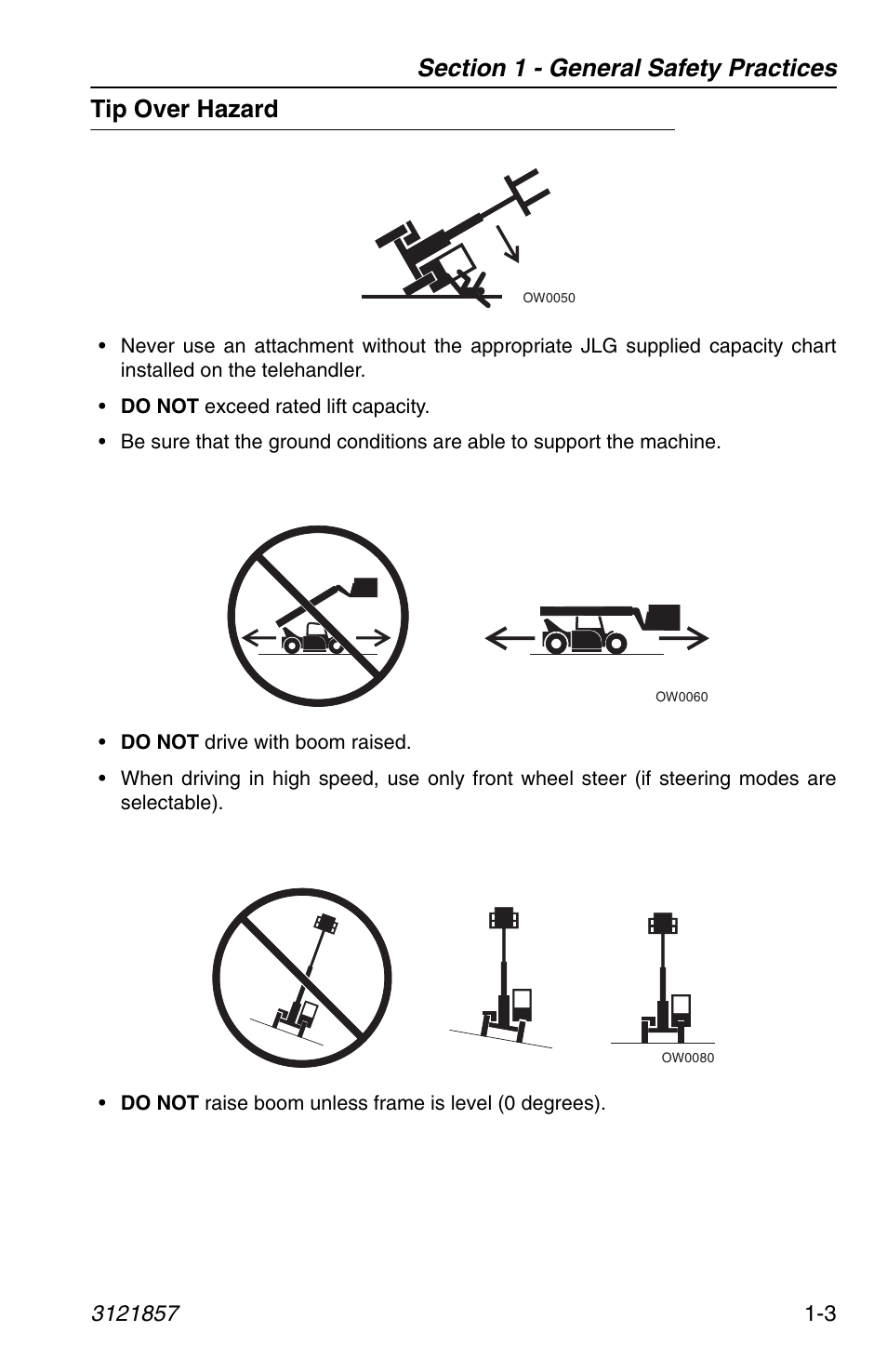 Tip over hazard, Tip over hazard -3 | JLG 4017 Operator Manual User Manual | Page 13 / 120