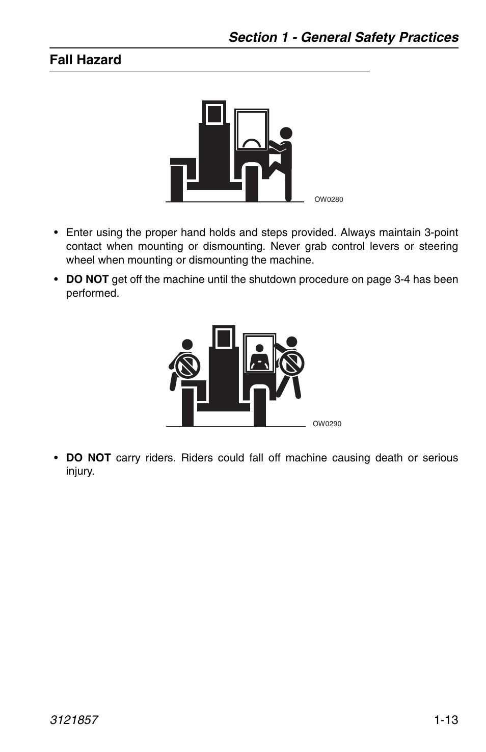 Fall hazard, Fall hazard -13 | JLG 4017 Operator Manual User Manual | Page 23 / 120