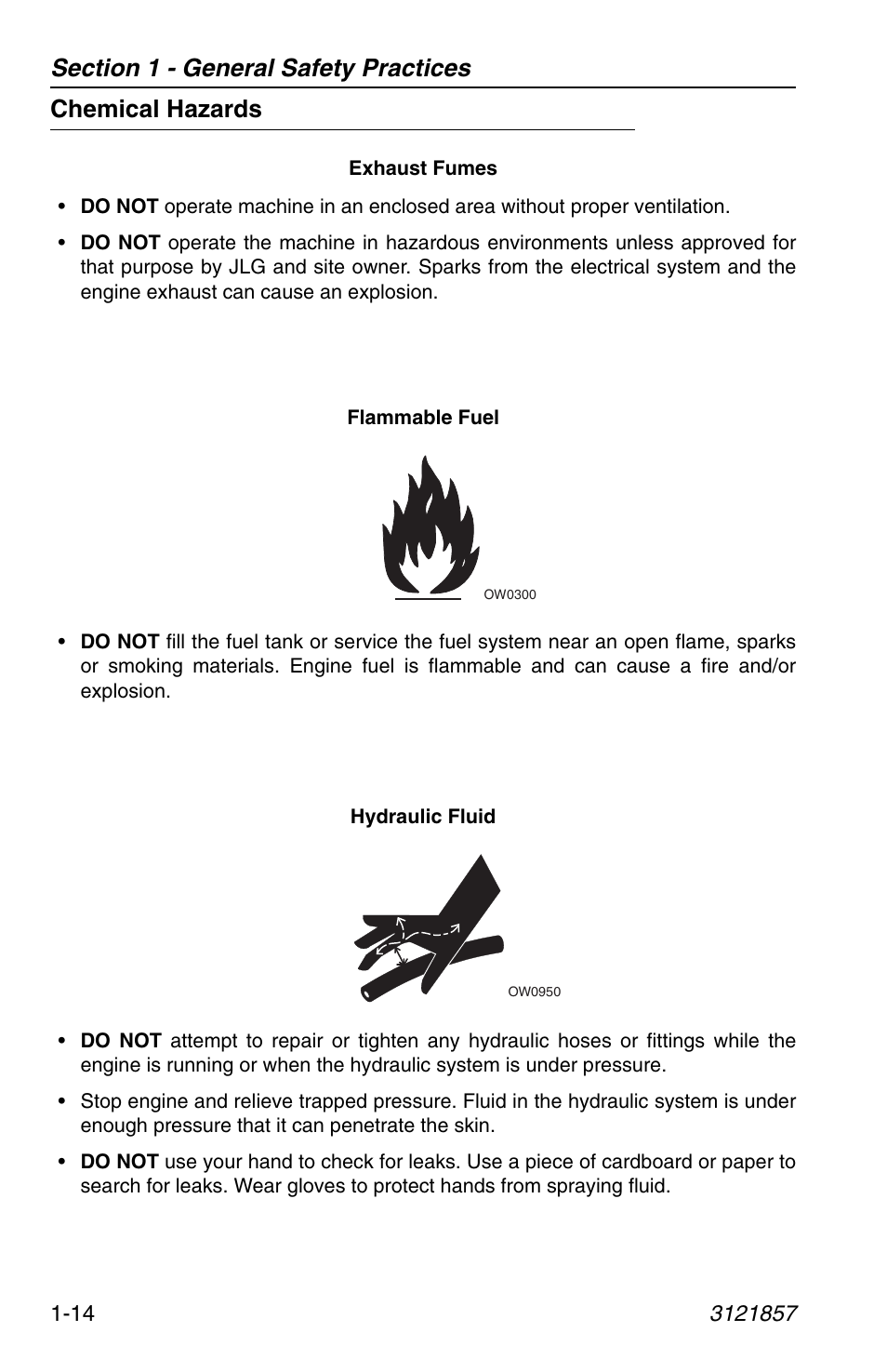 Chemical hazards, Chemical hazards -14 | JLG 4017 Operator Manual User Manual | Page 24 / 120