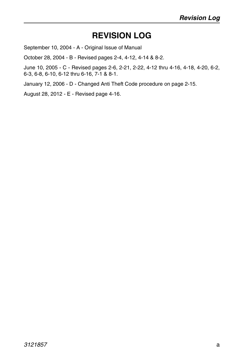 Revision log | JLG 4017 Operator Manual User Manual | Page 3 / 120