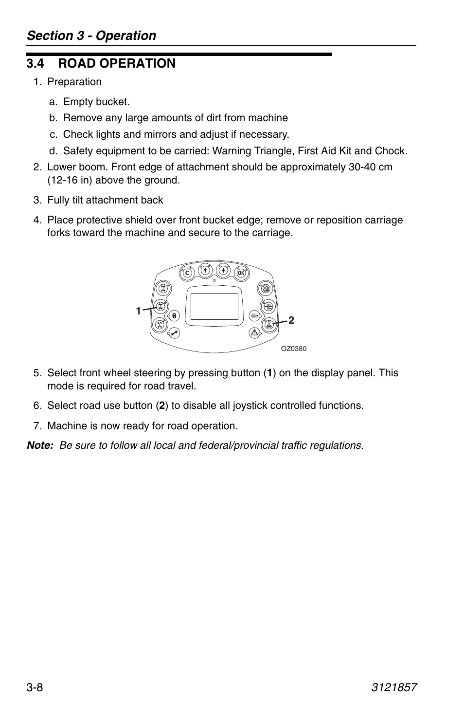 4 road operation, 4 road operation -8 | JLG 4017 Operator Manual User Manual | Page 64 / 120
