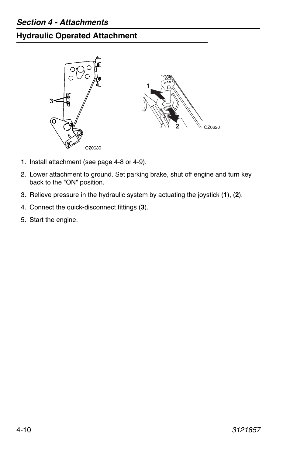 Hydraulic operated attachment, Hydraulic operated attachment -10 | JLG 4017 Operator Manual User Manual | Page 76 / 120