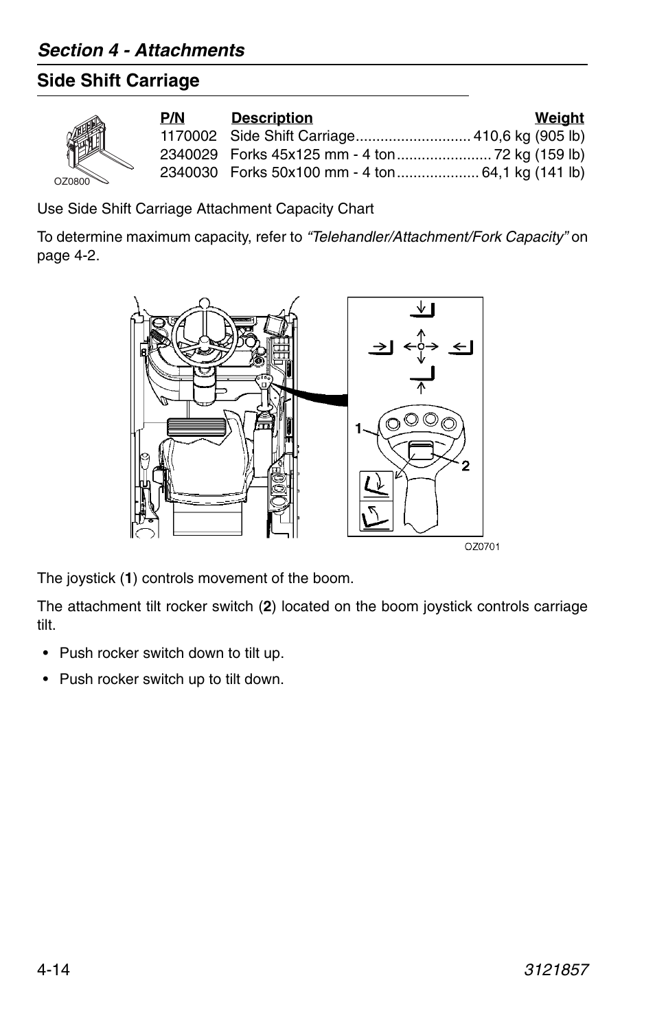 Side shift carriage, Side shift carriage -14 | JLG 4017 Operator Manual User Manual | Page 80 / 120
