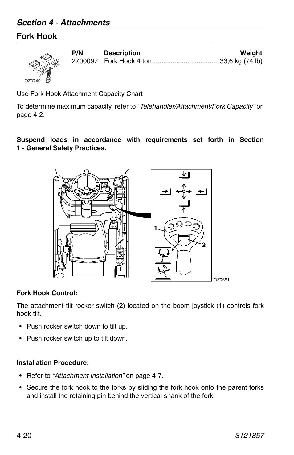 Fork hook, Fork hook -20 | JLG 4017 Operator Manual User Manual | Page 86 / 120