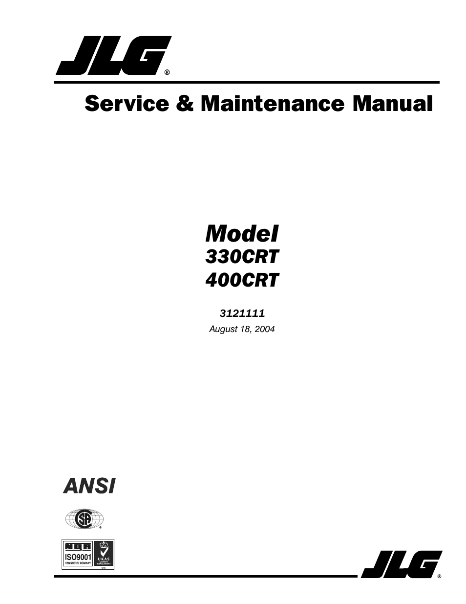 JLG 400CRT ANSI Service Manual User Manual | 58 pages