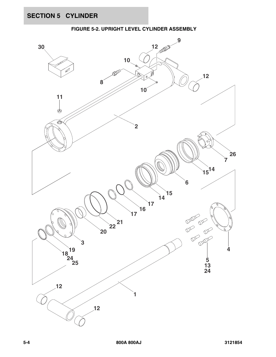 Figure 5-2. upright level cylinder assembly | JLG 800A_AJ Parts Manual User Manual | Page 222 / 350