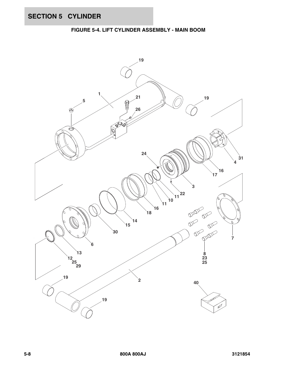 Figure 5-4. lift cylinder assembly - main boom | JLG 800A_AJ Parts Manual User Manual | Page 226 / 350