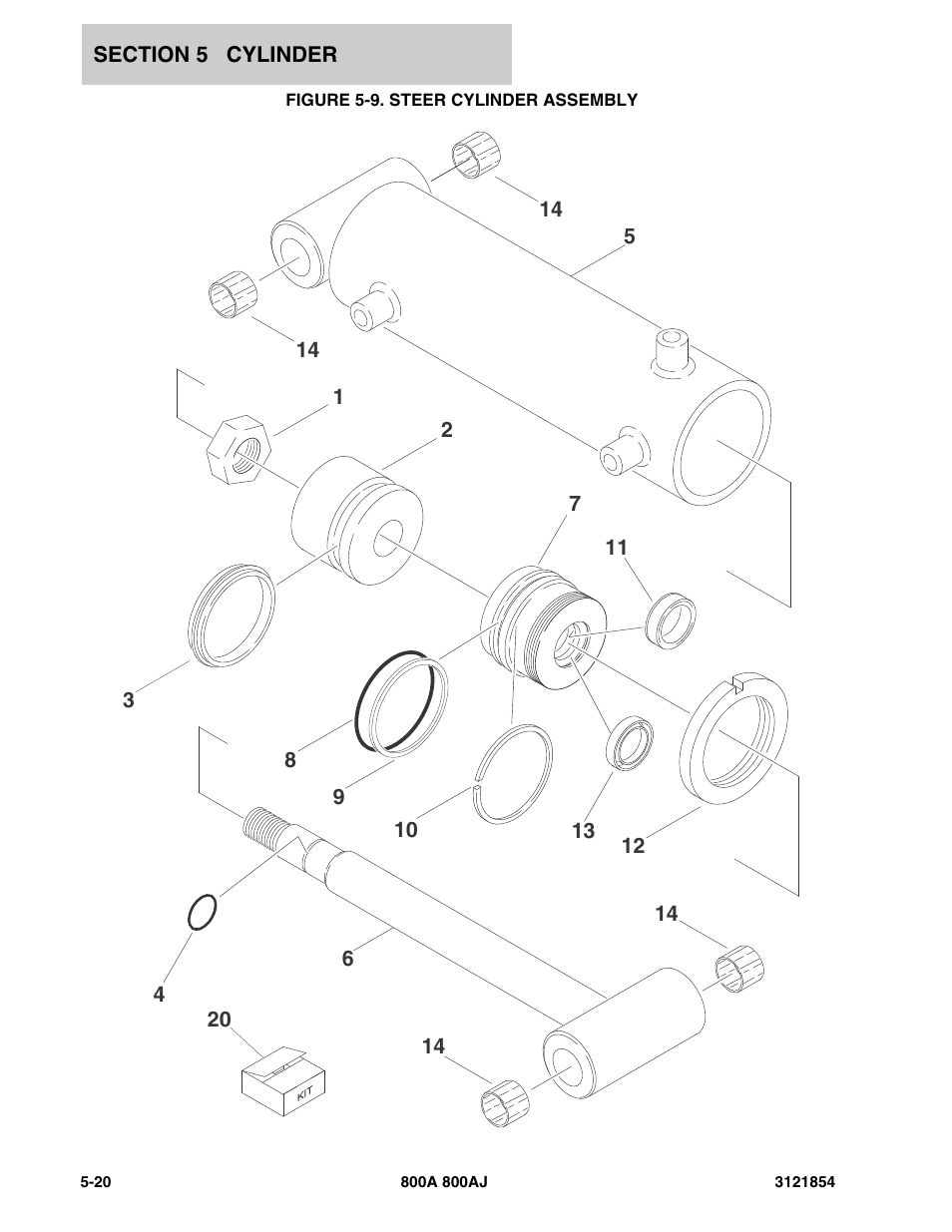 Figure 5-9. steer cylinder assembly | JLG 800A_AJ Parts Manual User Manual | Page 238 / 350