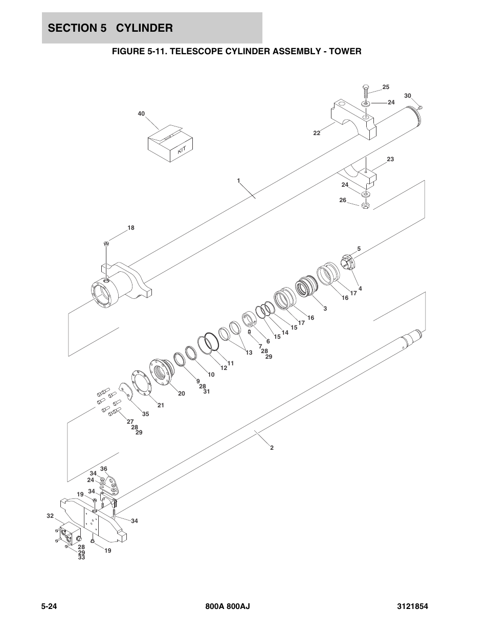 Figure 5-11. telescope cylinder assembly - tower | JLG 800A_AJ Parts Manual User Manual | Page 242 / 350