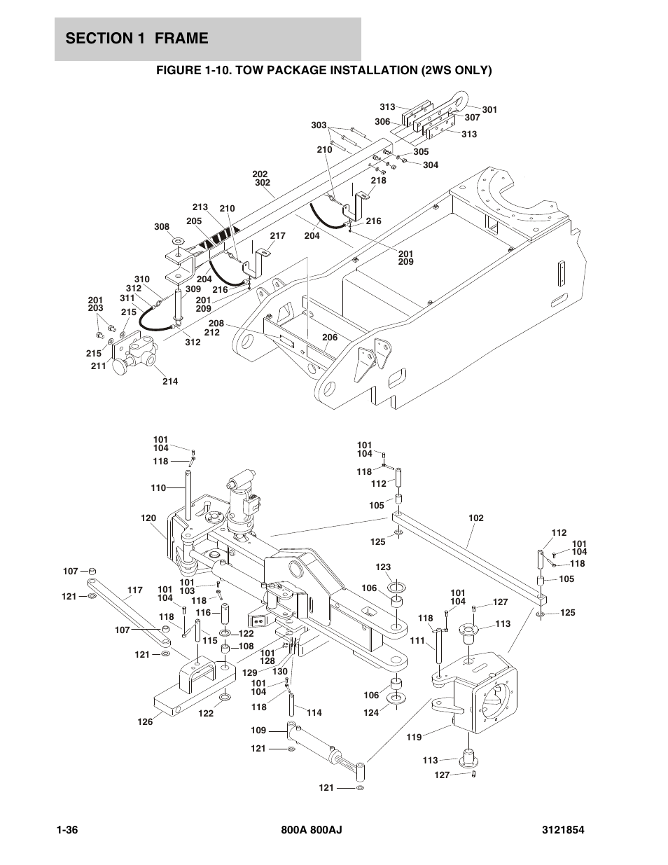 Figure 1-10. tow package installation (2ws only) | JLG 800A_AJ Parts Manual User Manual | Page 42 / 350