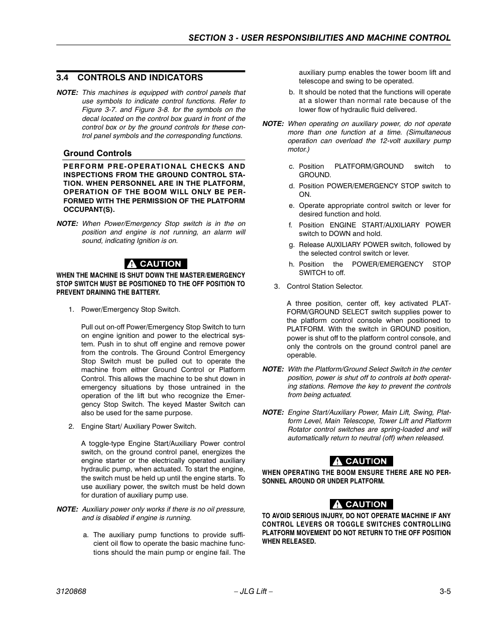 4 controls and indicators, Controls and indicators -5 | JLG 450AJ Operator Manual User Manual | Page 35 / 68