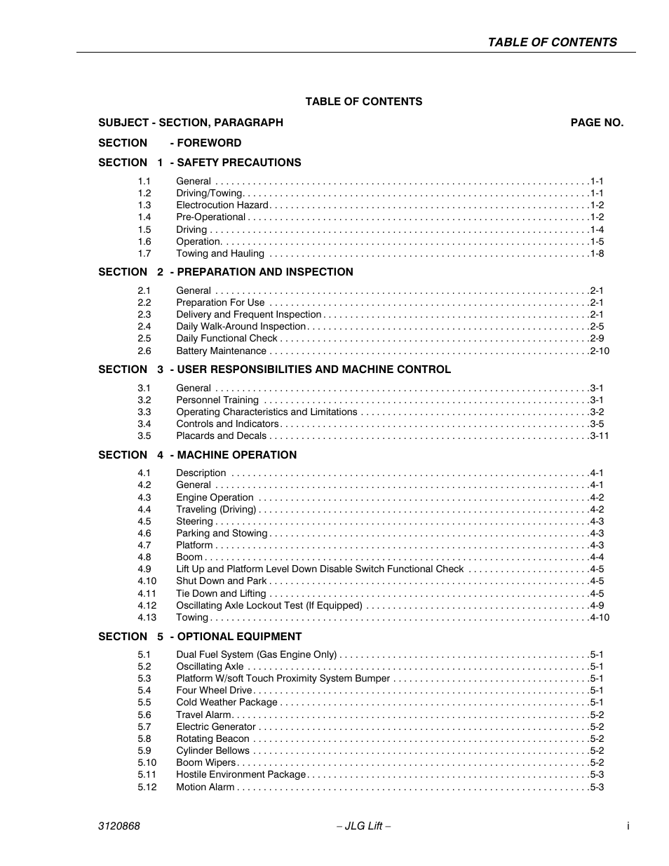 JLG 450AJ Operator Manual User Manual | Page 7 / 68