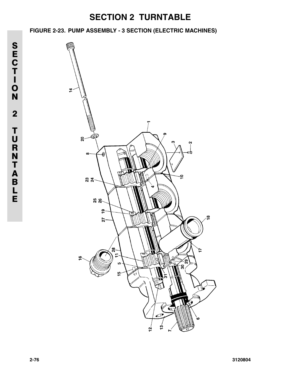 Pump assembly - 3 section (electric machines) -76 | JLG 34HA Parts Manual User Manual | Page 130 / 288