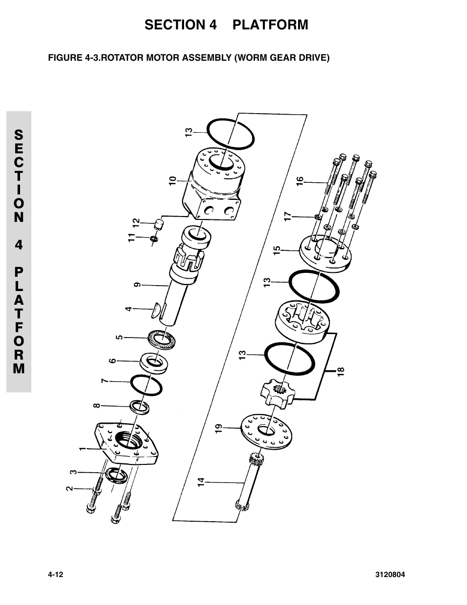 Rotator motor assembly (worm gear drive) -12 | JLG 34HA Parts Manual User Manual | Page 166 / 288