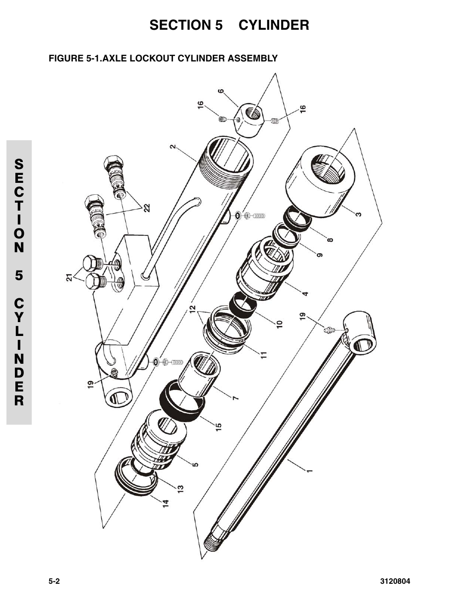 Figure 5-1. axle lockout cylinder assembly, Axle lockout cylinder assembly -2 | JLG 34HA Parts Manual User Manual | Page 182 / 288