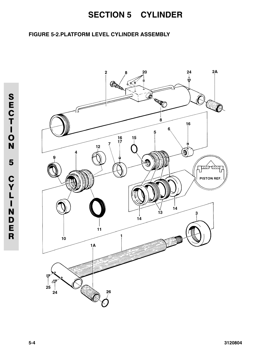 Figure 5-2. platform level cylinder assembly, Level (platform) cylinder assembly -4 | JLG 34HA Parts Manual User Manual | Page 184 / 288