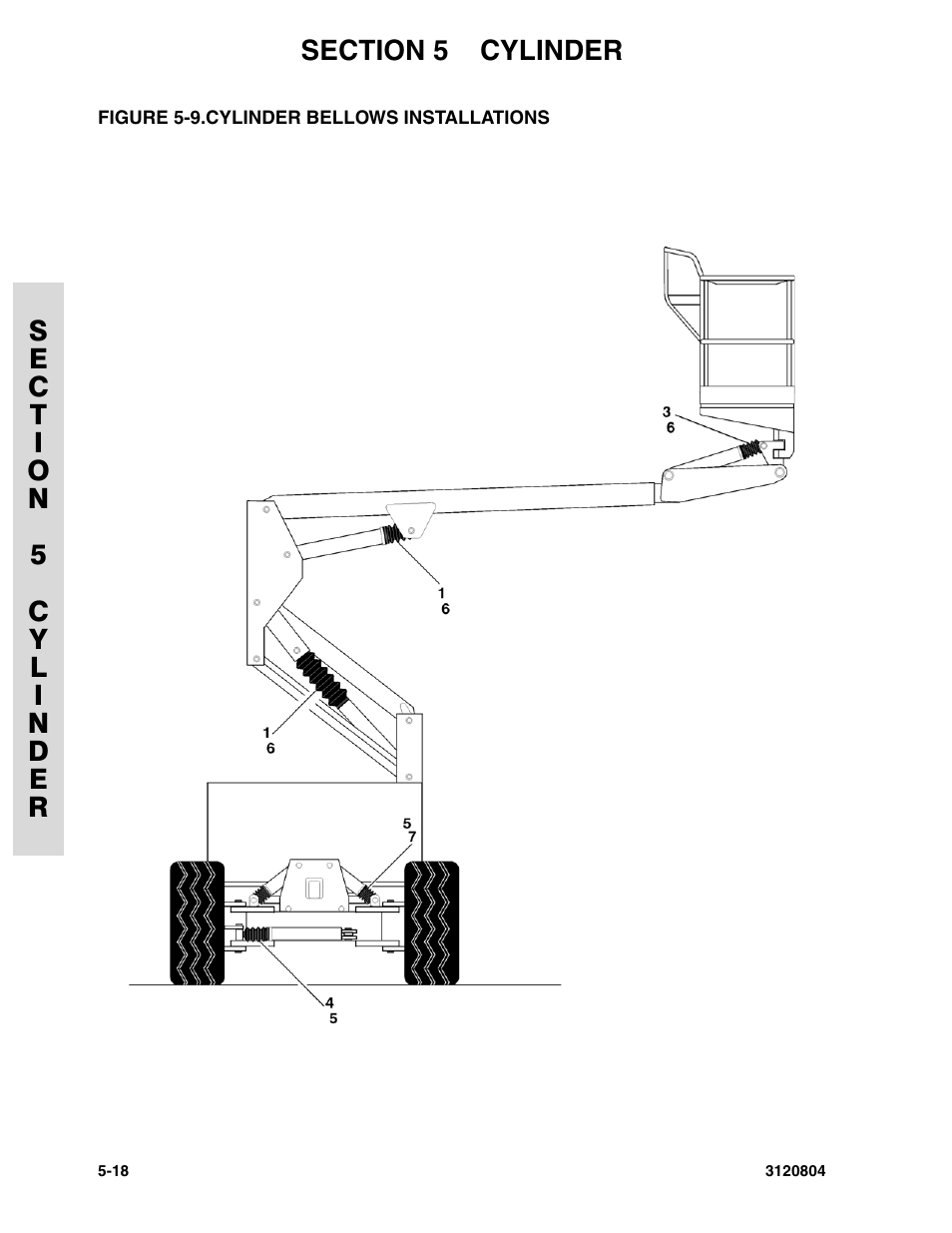 Figure 5-9. cylinder bellows installations, Cylinder bellows installations -18 | JLG 34HA Parts Manual User Manual | Page 198 / 288