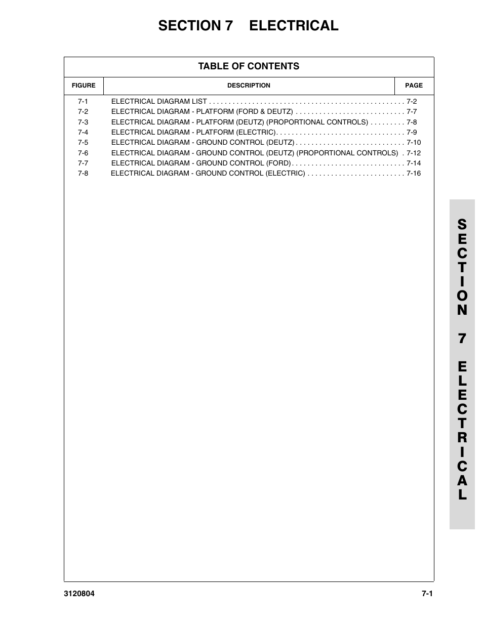 Section 7 electrical, Section 7 - electrical -1 | JLG 34HA Parts Manual User Manual | Page 239 / 288