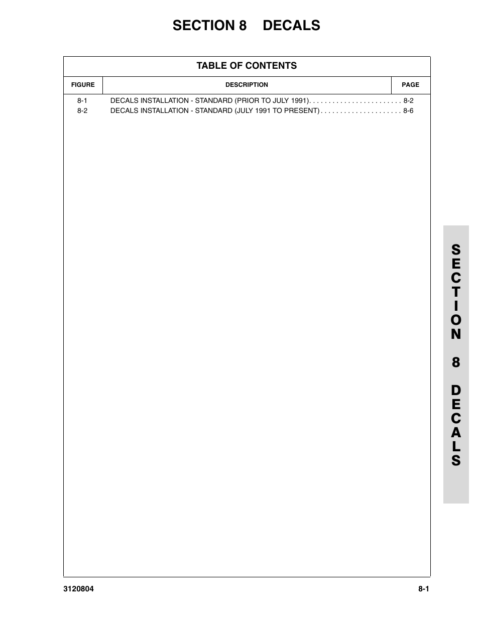 Section 8 decals, Section 8 - decals -1 | JLG 34HA Parts Manual User Manual | Page 257 / 288