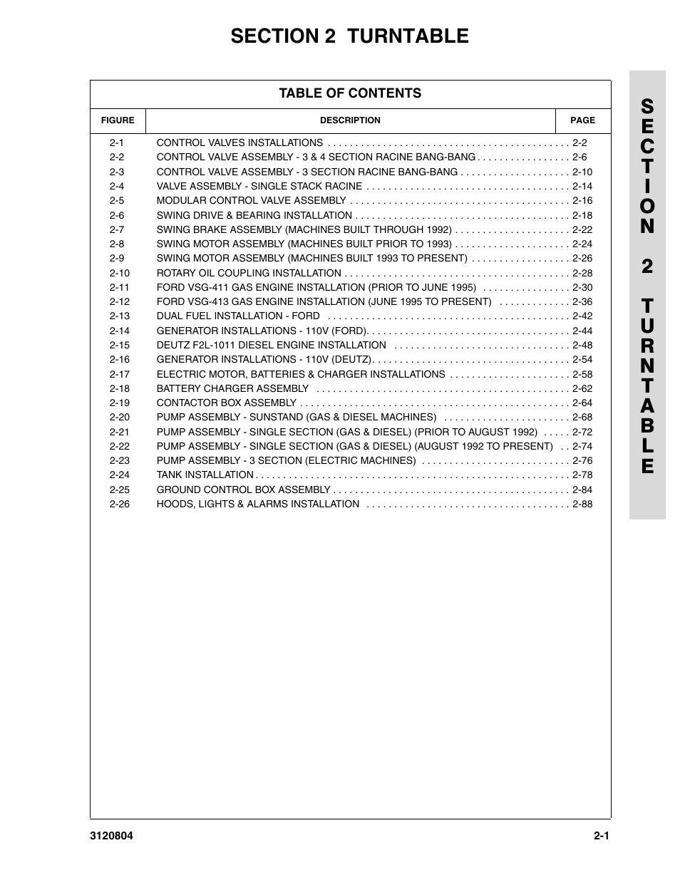 Section 2 turntable, Section 2 - turntable -1 | JLG 34HA Parts Manual User Manual | Page 55 / 288