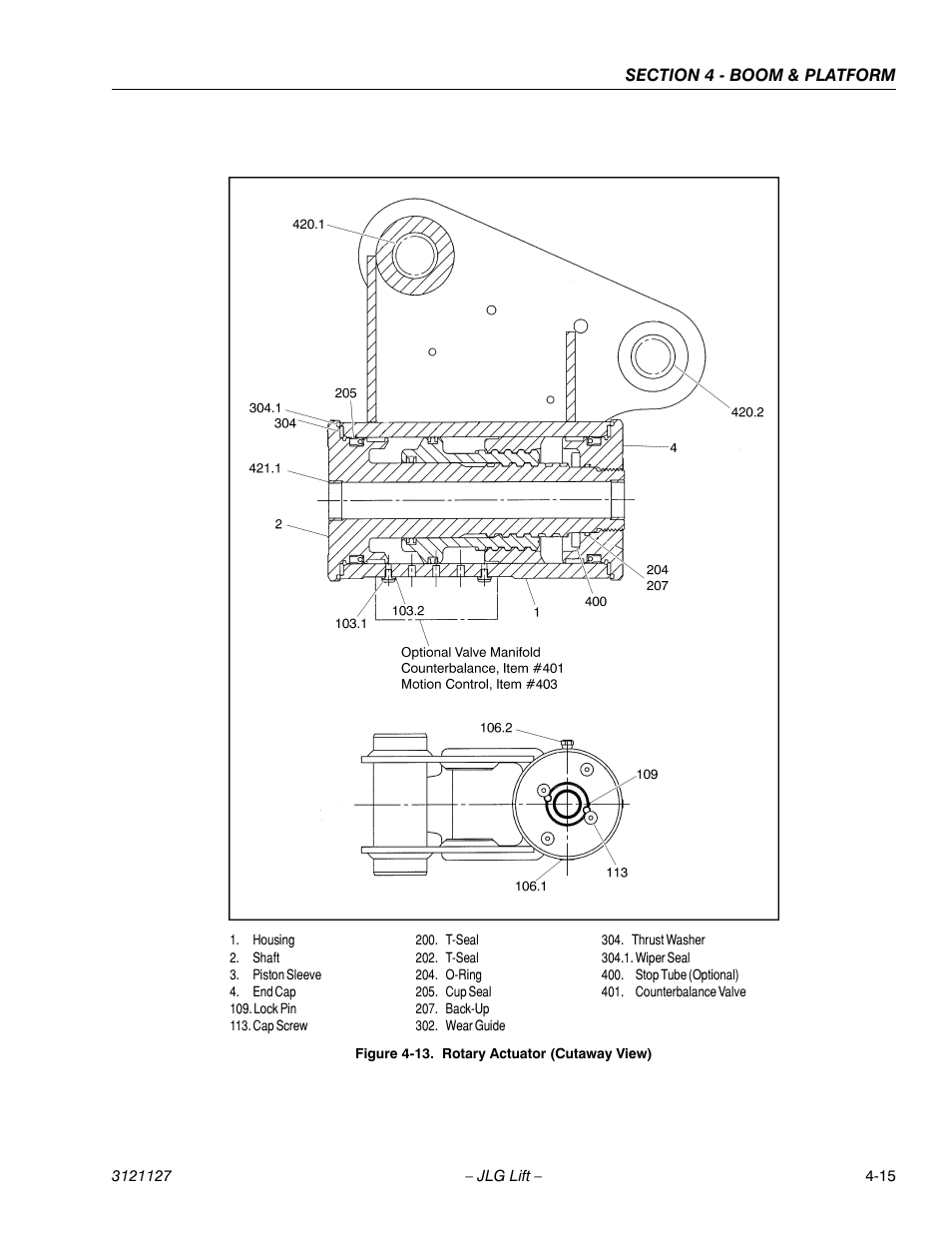 Rotary actuator (cutaway view) -15 | JLG M450 ANSI Service Manual User Manual | Page 127 / 258