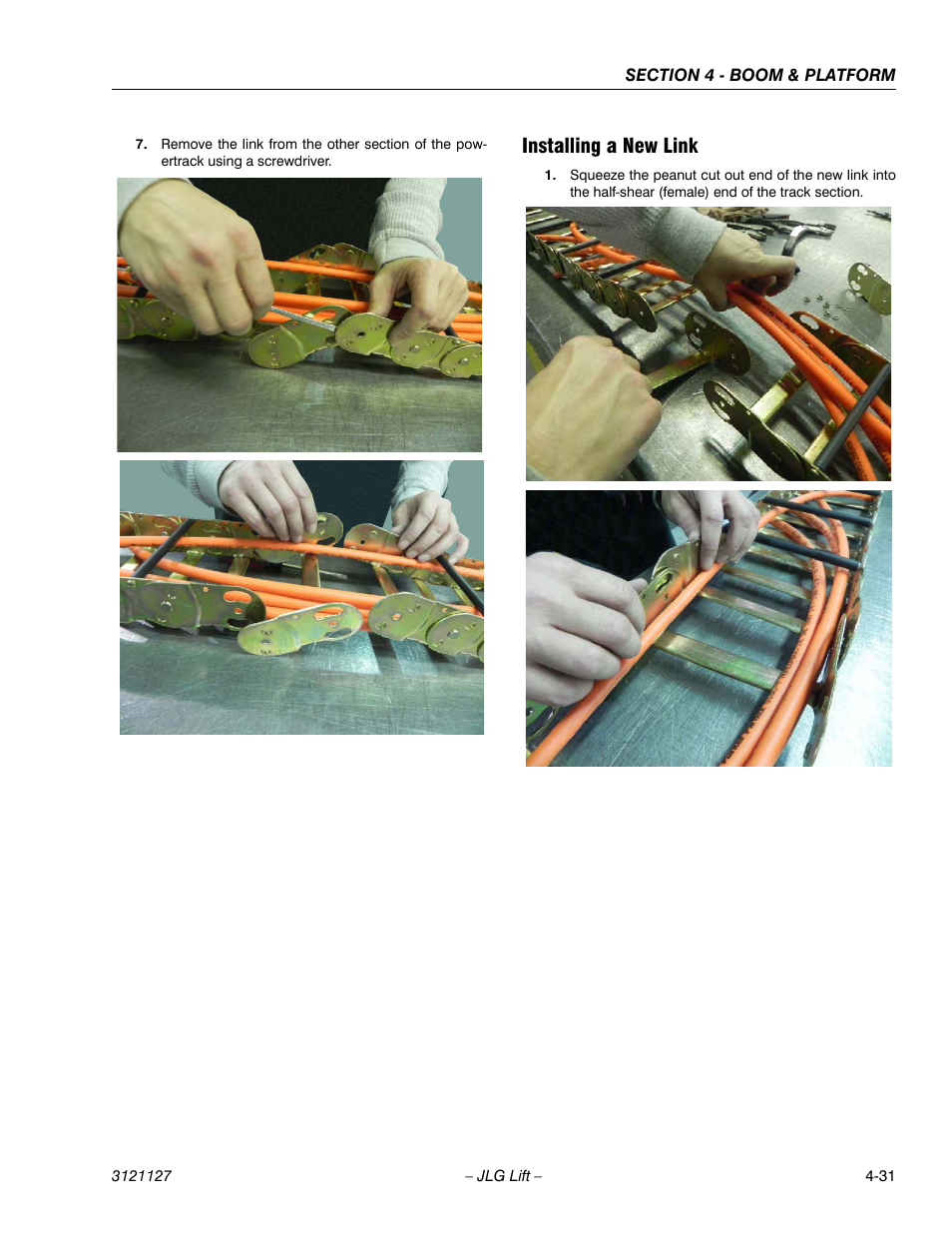 Installing a new link, Installing a new link -31 | JLG M450 ANSI Service Manual User Manual | Page 143 / 258