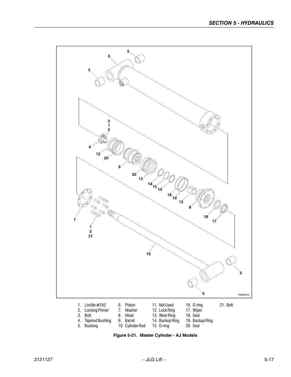 Master cylinder - aj models -17 | JLG M450 ANSI Service Manual User Manual | Page 169 / 258