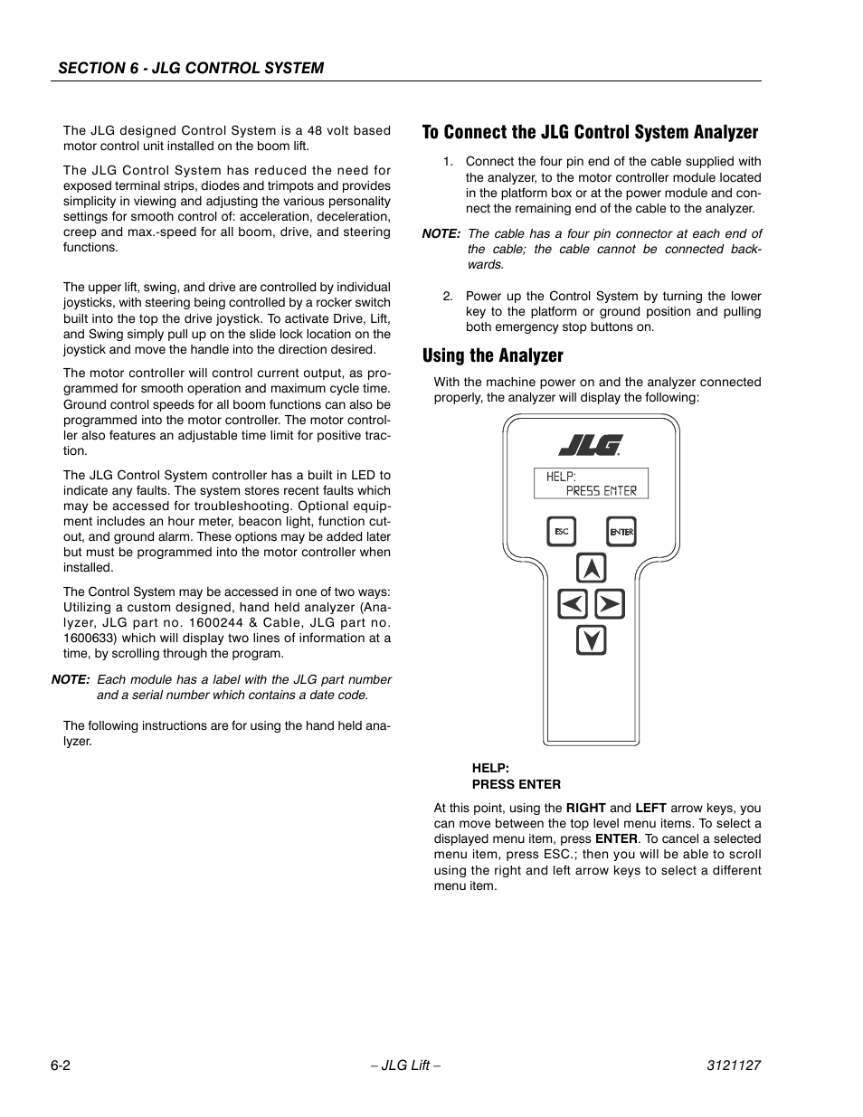 To connect the jlg control system analyzer, Using the analyzer | JLG M450 ANSI Service Manual User Manual | Page 180 / 258