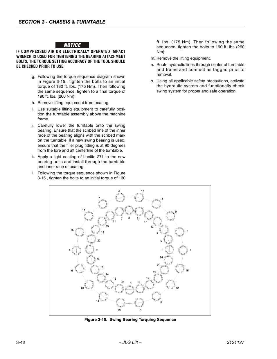 Swing bearing torquing sequence -42 | JLG M450 ANSI Service Manual User Manual | Page 82 / 258