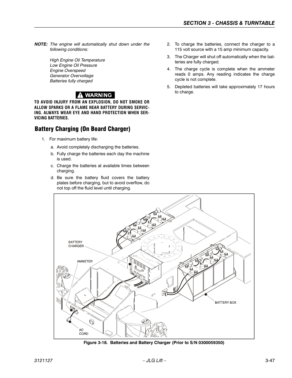 Battery charging (on board charger), Battery charging (on board charger) -47 | JLG M450 ANSI Service Manual User Manual | Page 87 / 258