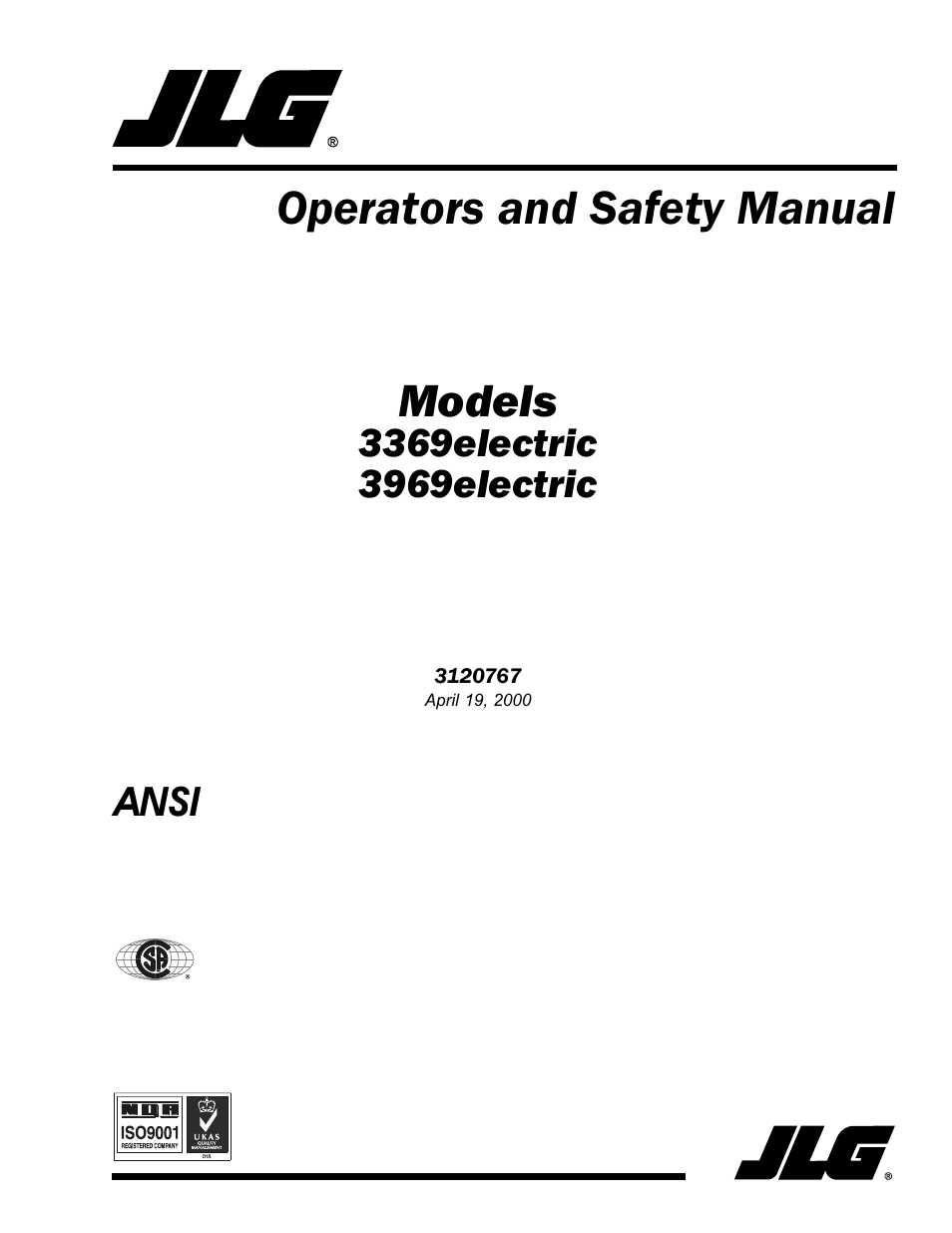 JLG 3969electric ANSI Operator Manual User Manual | 44 pages