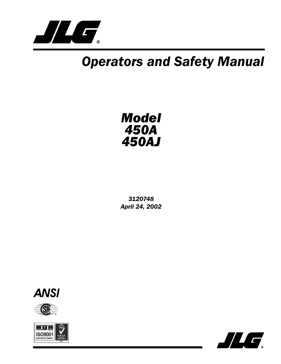 JLG 450AJ ANSI Operator Manual User Manual | 70 pages