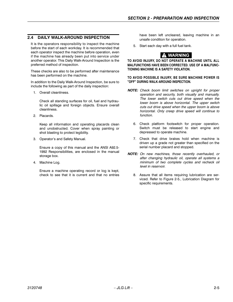 JLG 450AJ ANSI Operator Manual User Manual | Page 21 / 70