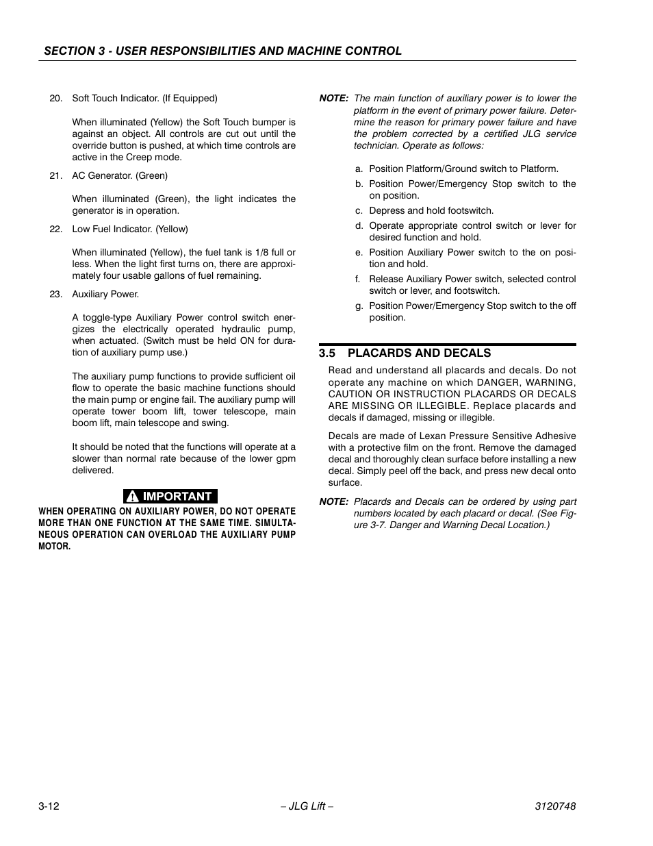 JLG 450AJ ANSI Operator Manual User Manual | Page 42 / 70