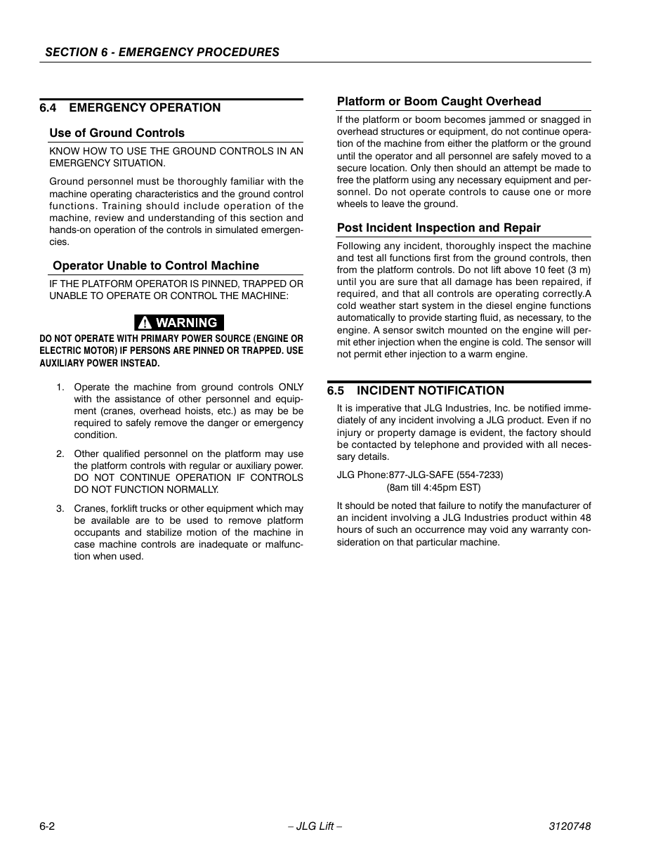 JLG 450AJ ANSI Operator Manual User Manual | Page 64 / 70
