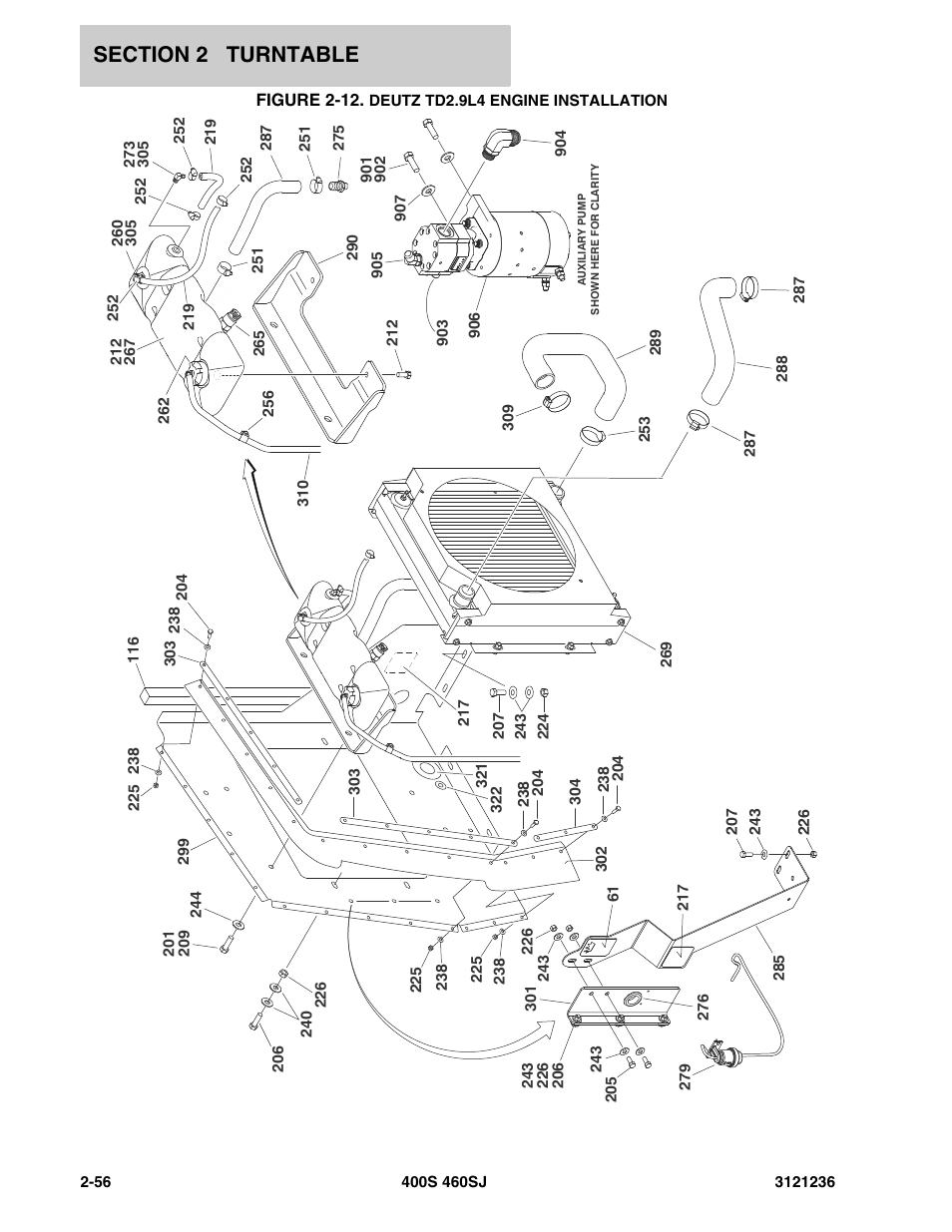 Figure 2-12. deutz td2.9l4 engine installation, Deutz td2.9l4 engine installation -56 | JLG 460SJ Parts Manual User Manual | Page 118 / 430