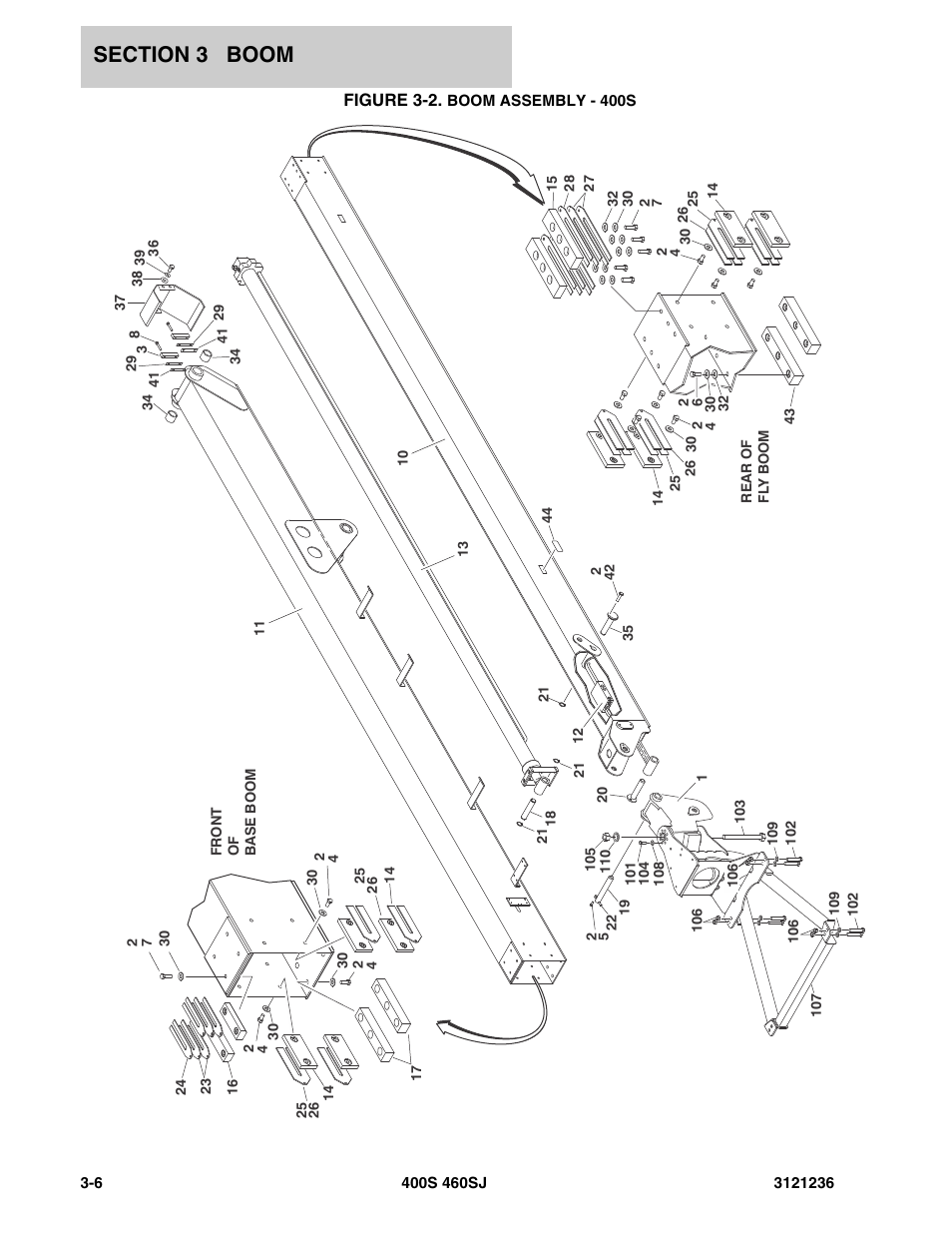 Figure 3-2. boom assembly - 400s | JLG 460SJ Parts Manual User Manual | Page 222 / 430