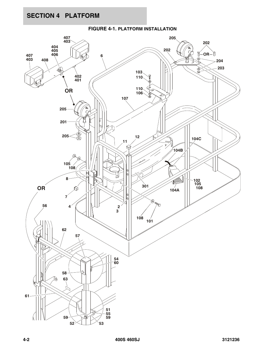 Figure 4-1. platform installation | JLG 460SJ Parts Manual User Manual | Page 234 / 430